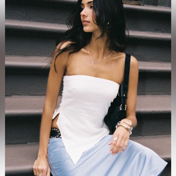 Princess Polly White Asymmetrical Cut Out Crop Top - Picture 1 of 9
